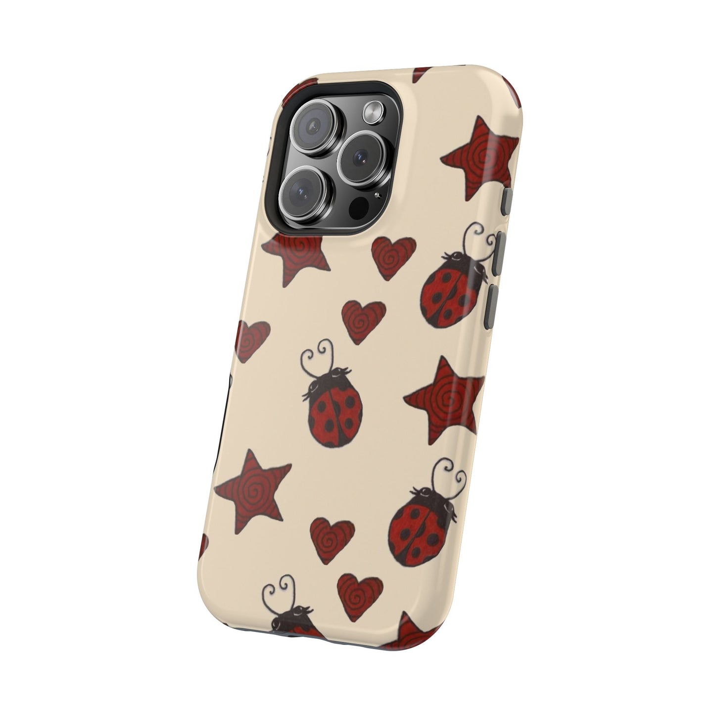 MagSafe Red Ladybug Stars Hearts Yellow Phone Case