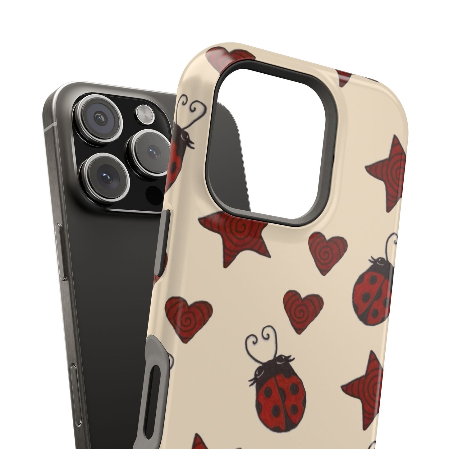 MagSafe Red Ladybug Stars Hearts Yellow Phone Case