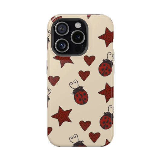 MagSafe Red Ladybug Stars Hearts Yellow Phone Case