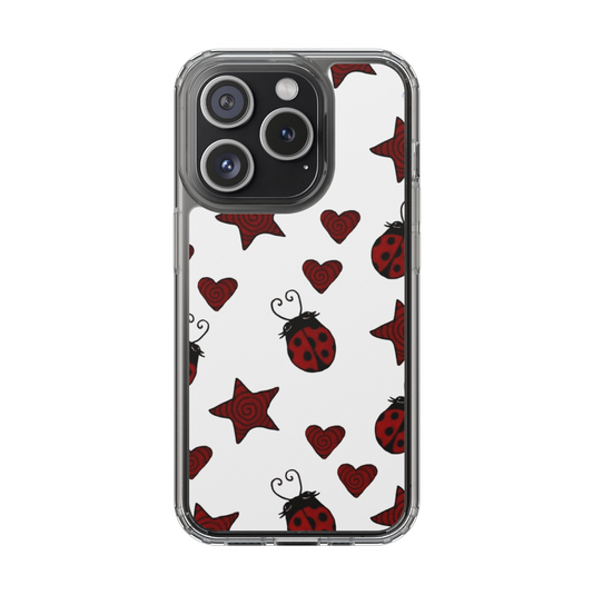 Clear Red Ladybug Stars Hearts Yellow Phone Case