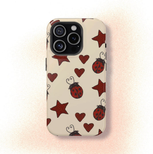 MagSafe Red Ladybug Stars Hearts Yellow Phone Case