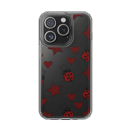 Clear Red Ladybug Stars Hearts Yellow Phone Case